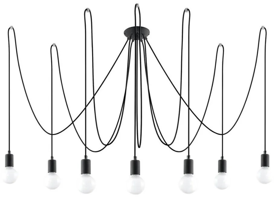 Sollux SL.0372 - Lampadario a sospensione con filo EDISON 7 7xE27/60W/230V ragno nero