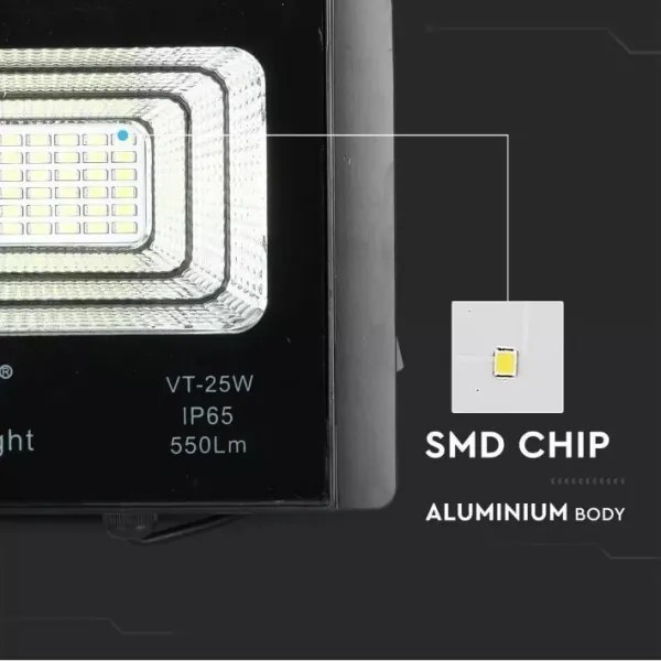Faretto solare LED dimmerabile 12W 3,2V 6000K IP65 con telecomando