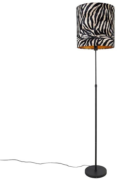 Lampada da terra con paralume nero a stampa zebrata 40 cm regolabile - Parte