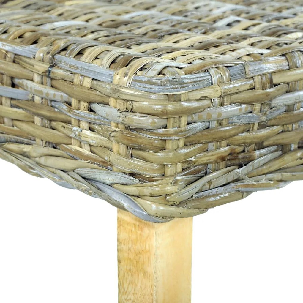 Panca 110 cm in rattan naturale kubu e massello di mango