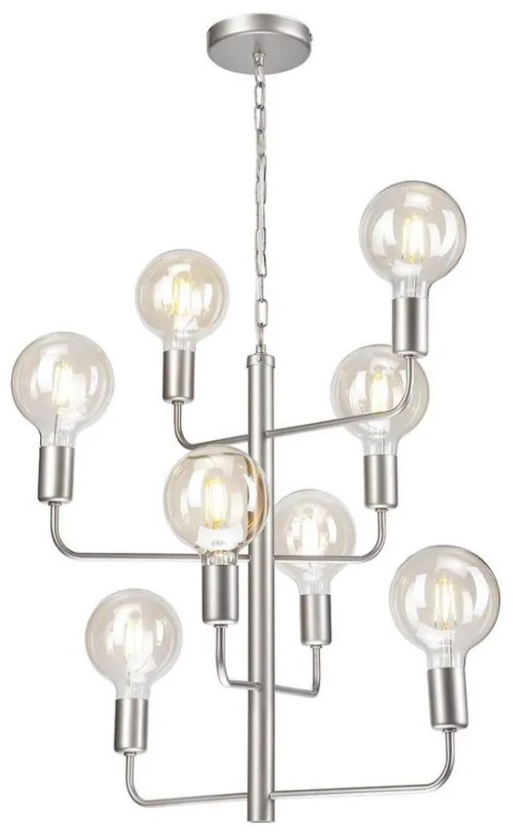 Lampadario su catena ORLANDO 8xE27/60W/230V argento