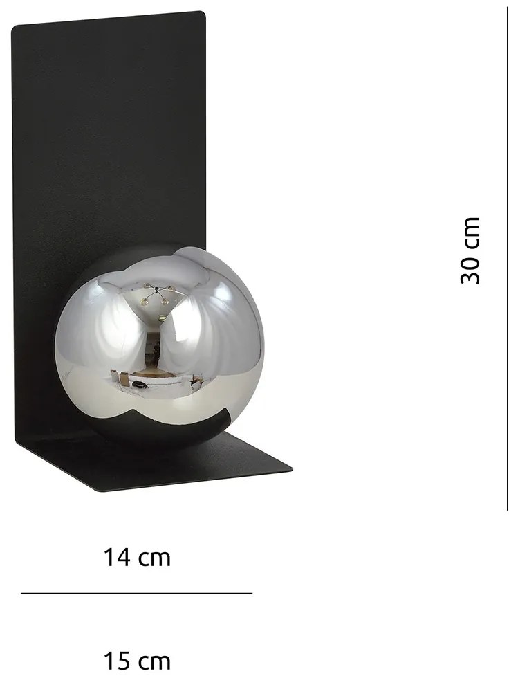 Applique Minimal 1 Luce Indiretta Agni Con Base In Acciaio Nero E Vetro Fumè