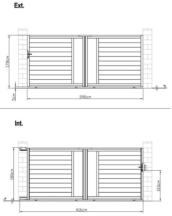 Cancello scorrevole L416 x H180 cm in Alluminio semi traforato con motivi Antracite - GREGOR