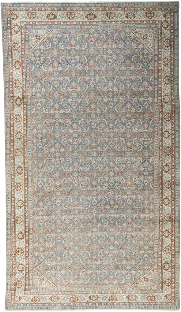 Tabriz Tappeto 190 x 340 Blu (Iran) Annodato A Mano