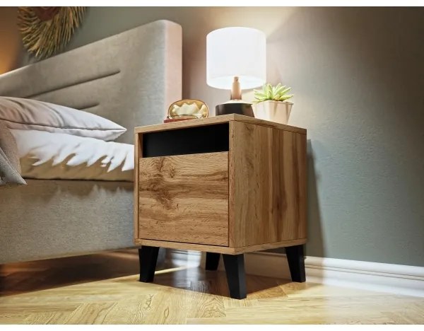 SET 2x Comodino NORD 45x40 cm marrone/antracite