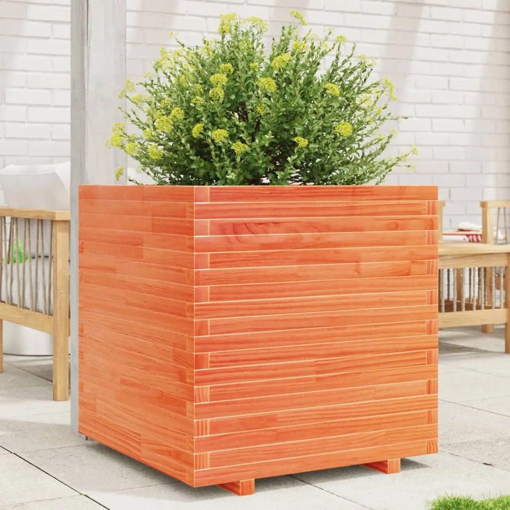 Fioriera Giardino Marrone Cera 70x70x72 Cm Legno Massello Pino /