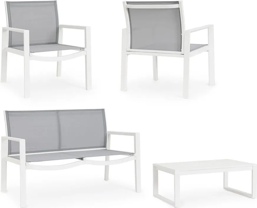 Set di mobili da giardino bianco in alluminio per 4 persone Kallen – Bizzotto