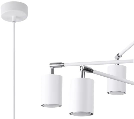 Sollux SL.1206 - Lampadario a sospensione con filo LEMMI 6xGU10/10W/230V bianco