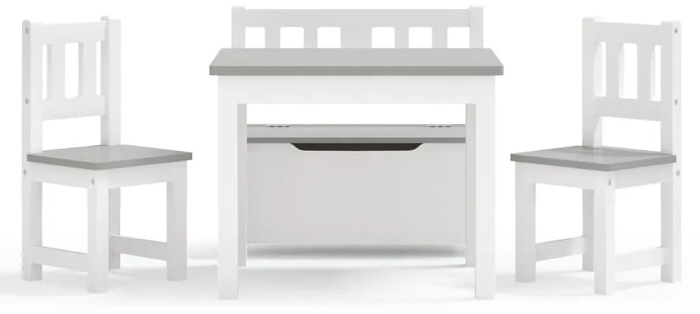 Set tavolo e sedie per bambini 4 pezzi bianco e grigio in mdf