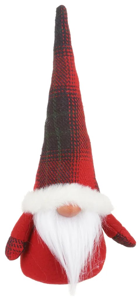 Gnomo natalizio fermaporta 26 cm cappello tartan rosso