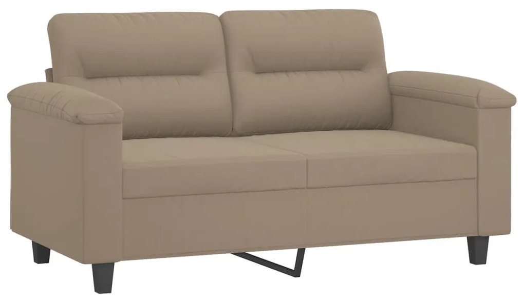 Set divani 2 pz con cuscini tortora in tessuto microfibra