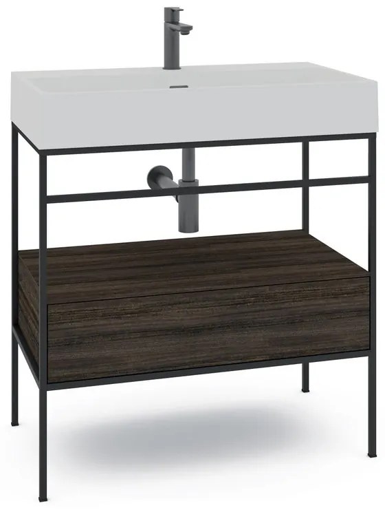 Mobile sottolavabo e lavabo Outline per vasca centrale nero L 60 x H 89 x P 45.5 cm
