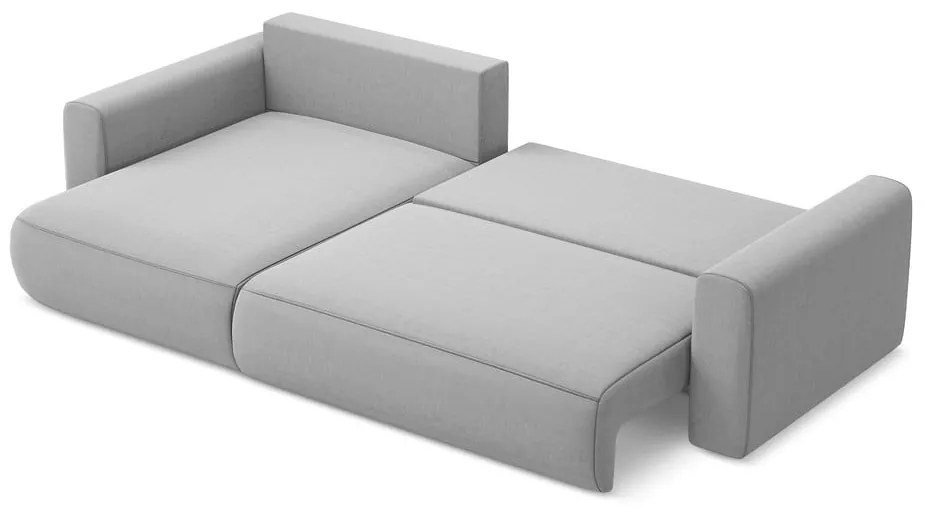 Divano angolare grigio chiaro allungabile/con contenitore (con penisola a sinistra/con chaise lounge) con rivestimento in velluto Kapua – Makamii