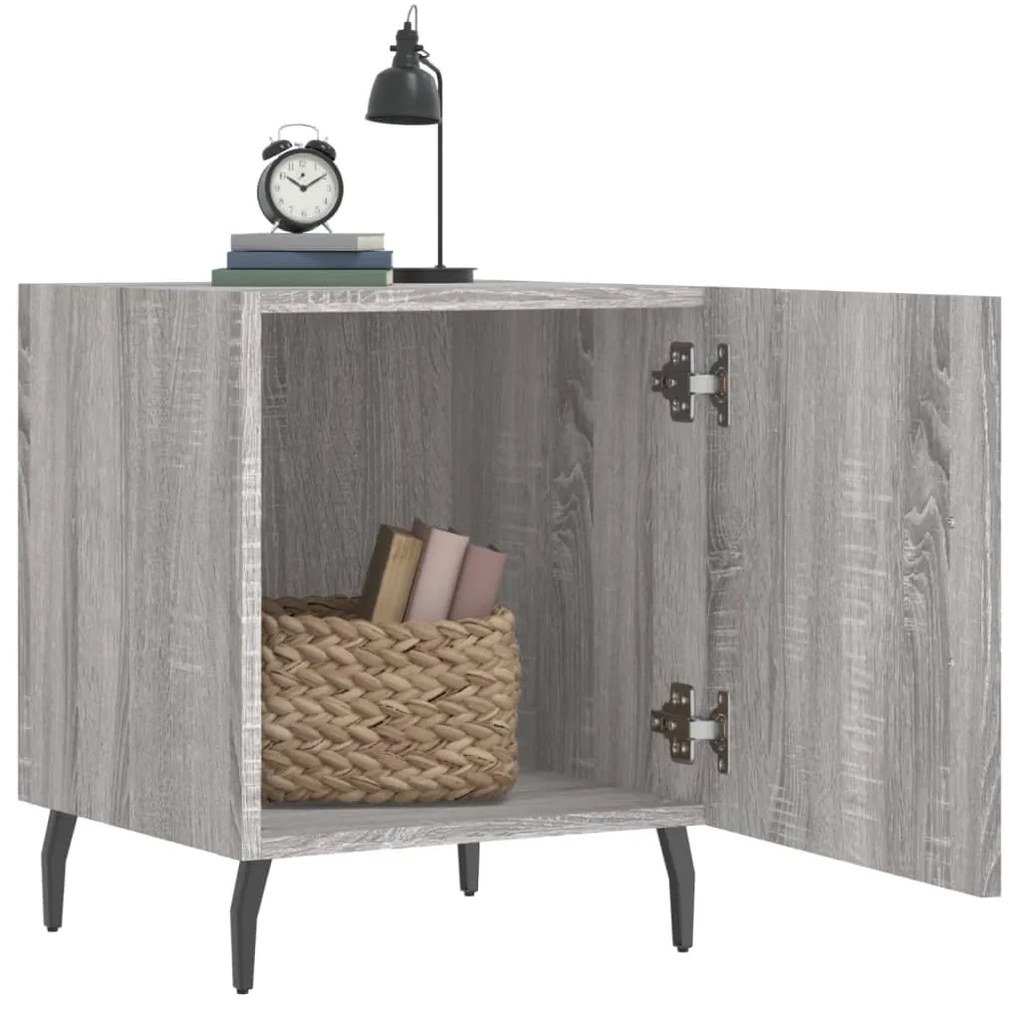 Comodini 2 pz grigio sonoma 40x40x50 cm in legno multistrato