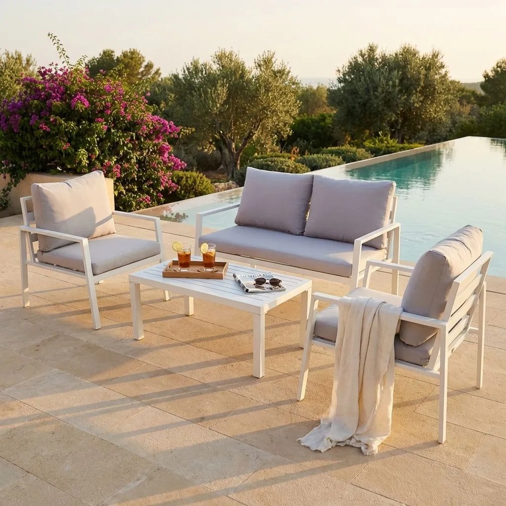 LUCIUS - salotto da giardino in alluminio e poliestere