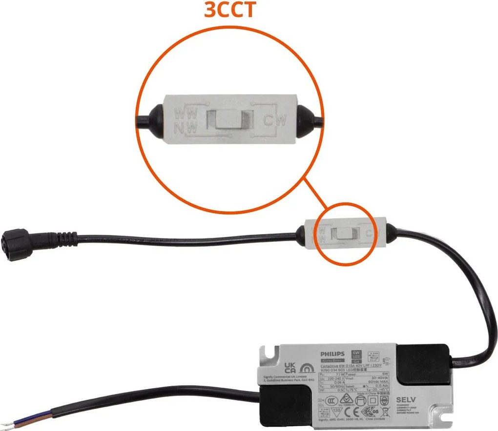 Faro LED da Incasso 15W Nero Ø75mm IP65 CCT UGR19 con driver Philips Colore Bianco Variabile CCT
