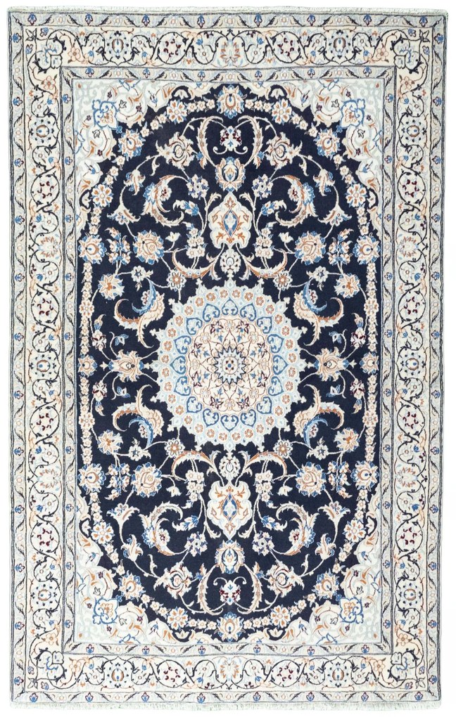 Nain Tappeto 200x130 Blu (Iran) Annodato A Mano