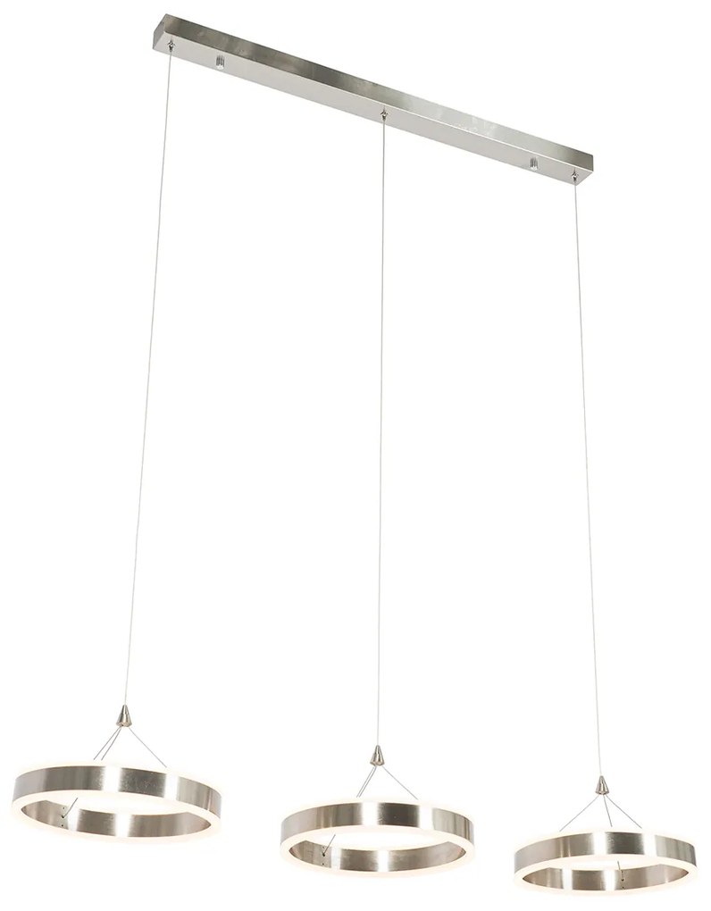 Lampada a sospensione in acciaio rettangolare con LED dimmerabile a 3 livelli 3 luci - Lyani