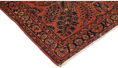 Antik Medaglione Floreale Rosso Ruggine Blu Scuro 92x200 Cm
