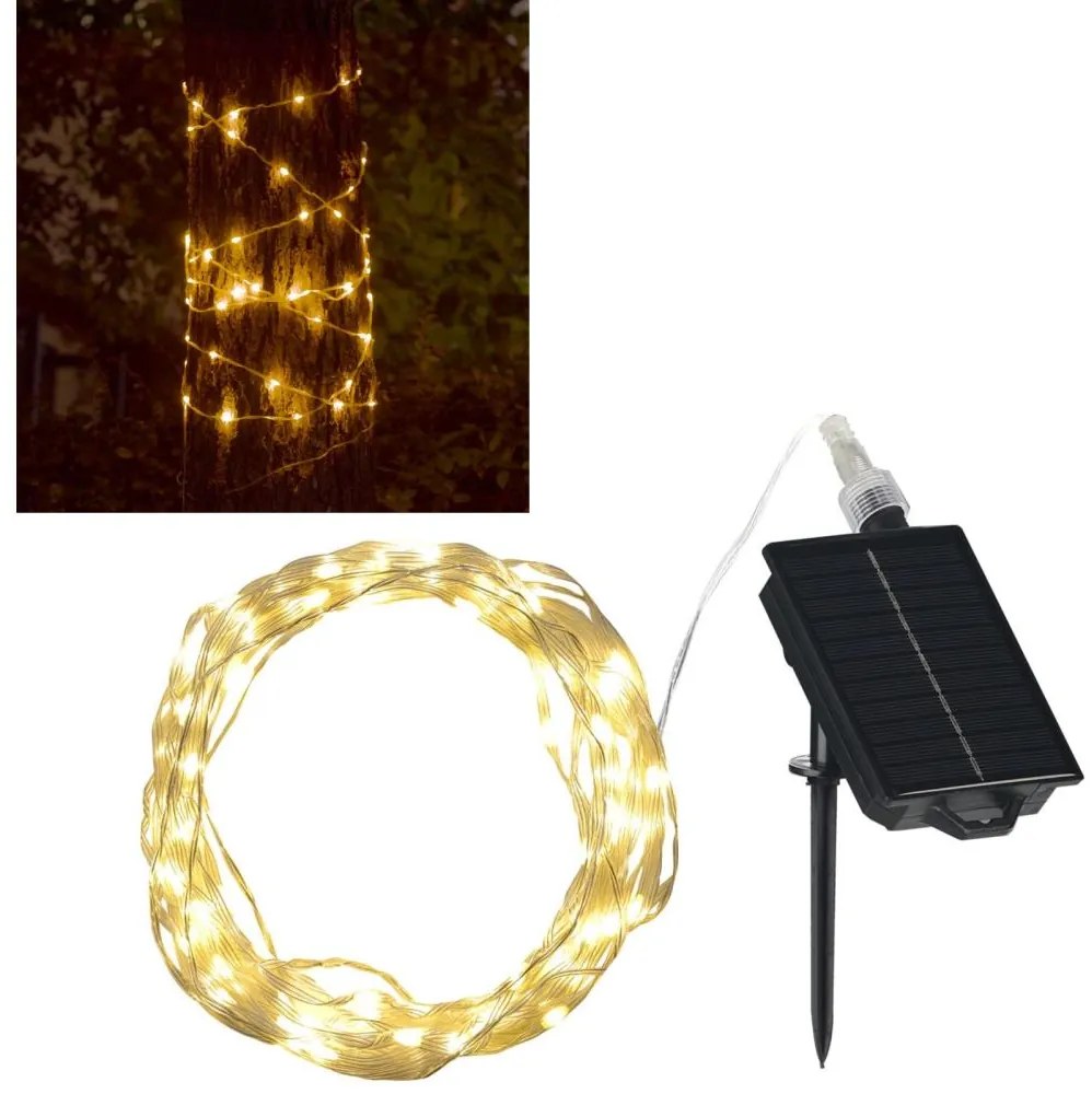 LED Solare catena decorativa LED/3,7V 1800 mAh 10 m IP44 + telecomando