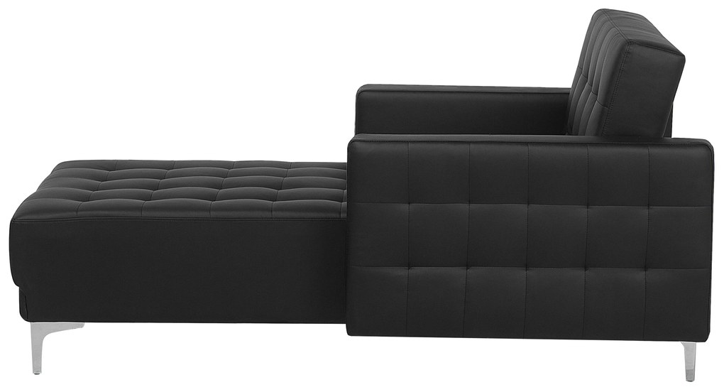 Chaise longue in pelle sintetica nera ABERDEEN Beliani