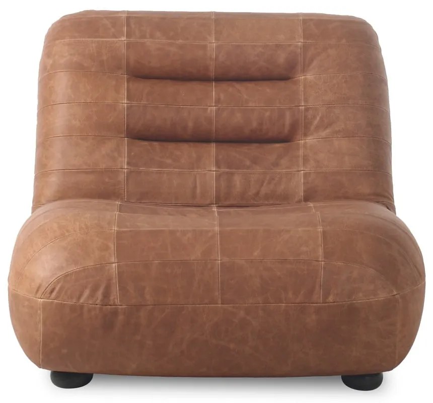 Poltrona marrone cognac con rivestimento in pelle Wyatt – Dutchbone