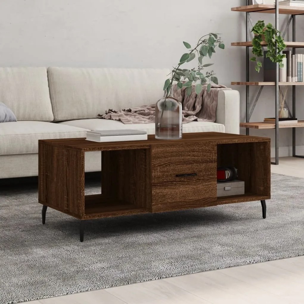 Tavolino Salotto Rovere Marrone 102x50x40 Cm Legno Multistrato /