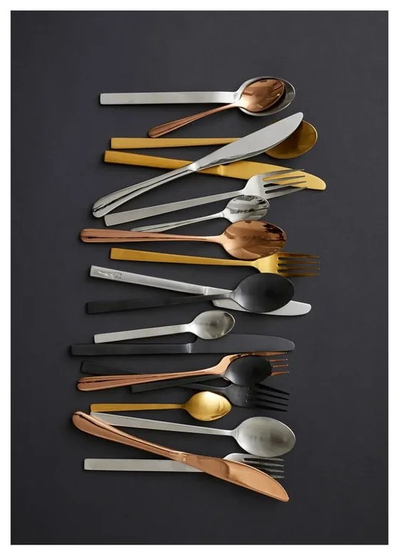 Posate color argento opaco in acciaio 16 pz – Bitz