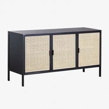 Credenza in rattan e legno Reyna Nero - Sklum