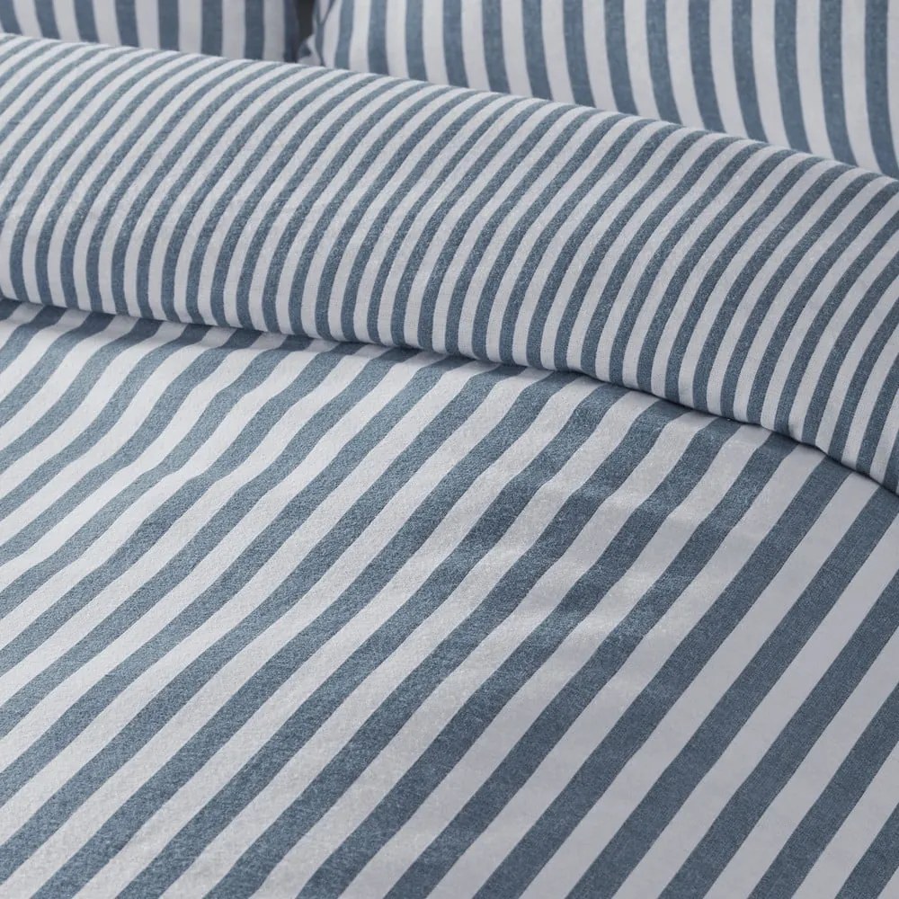 Lenzuola di flanella blu per letto matrimoniale 200x200 cm Stripe - Catherine Lansfield