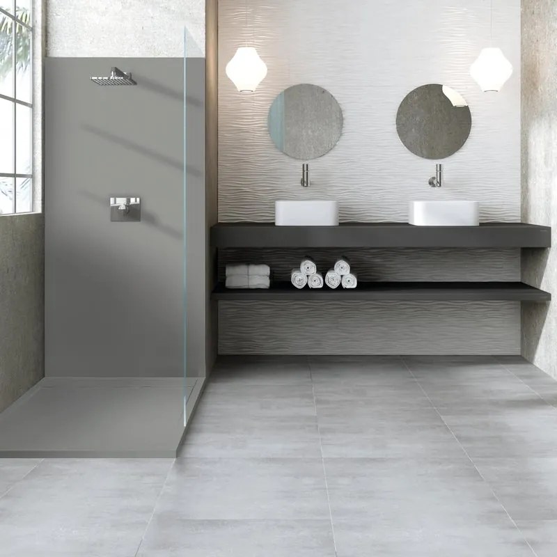 Piatto doccia SENSEA in resina Neo L 90 x L 90 x H 3 cm grigio opaco effetto pietra