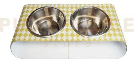 Portaciotole doppio piccolo pet bianco e giallo