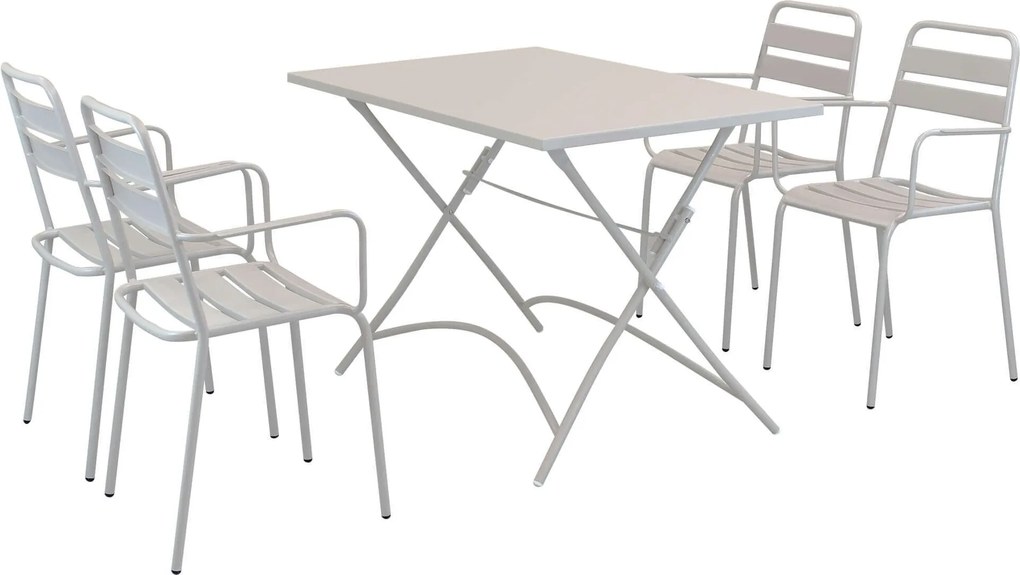 ROMANUS - set tavolo in metallo cm 110 x 70 x 72 h con 4 poltrone Romanus