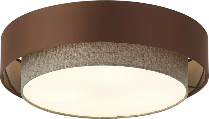 Plafoniera moderna bronzo scuro con tortora 50cm 3 luci - Drum Duo