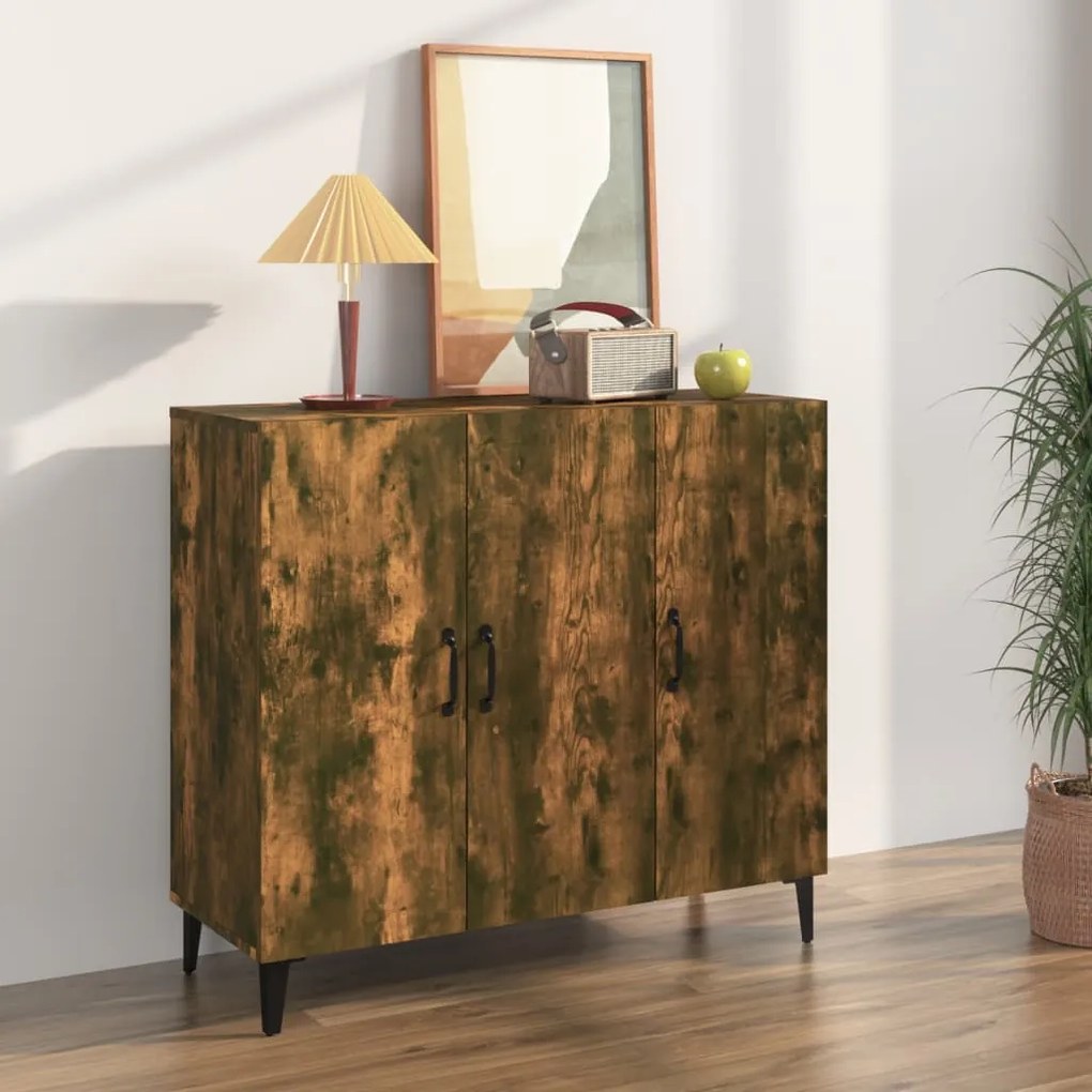 Credenza rovere fumo 90x34x80 cm in legno multistrato