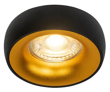 Set di 6 faretti da incasso di design neri con interno dorato - Mooning