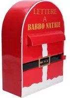 Cassetta posta in Metallo babbo natale rosso cm 22,5x12xh30