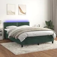 Letto a Molle con Materasso e LED Verde Scuro 140x190cm Velluto 3134342