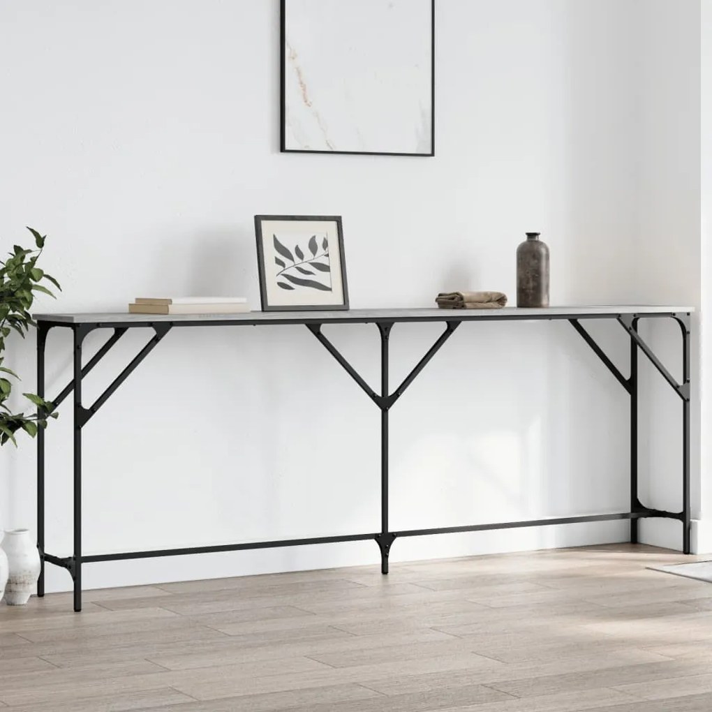 Tavolo Consolle Grigio Sonoma 200x29x75 Cm İn Legno Multistrato /