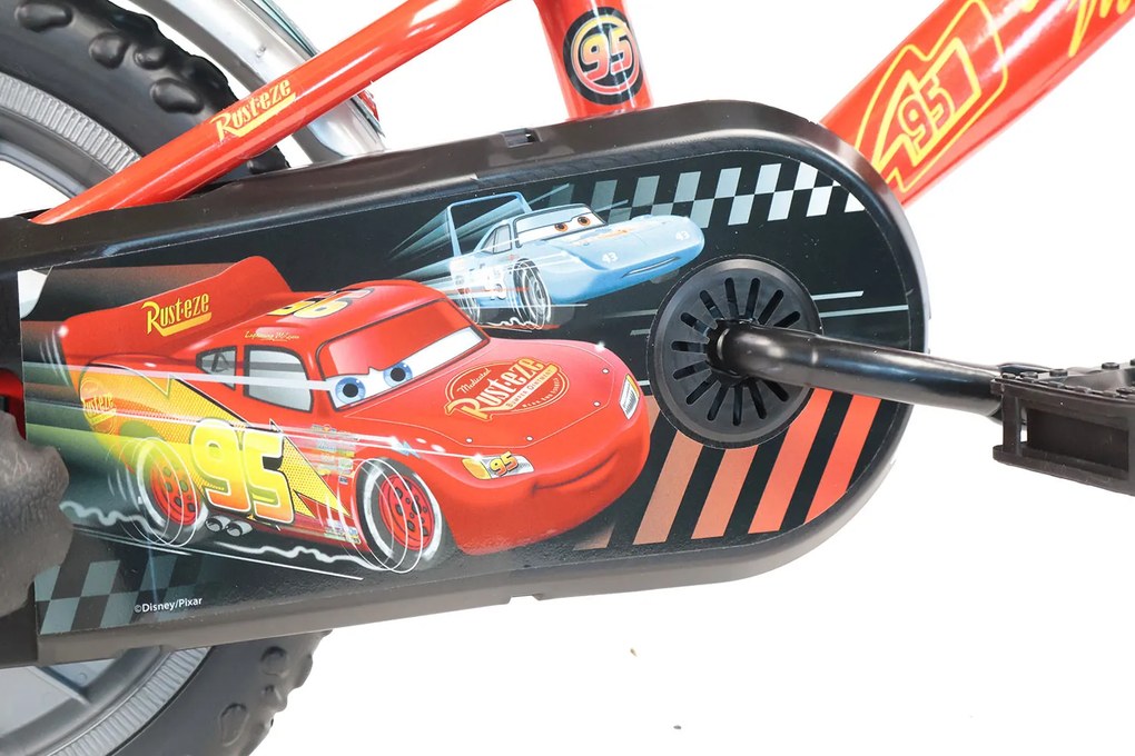 Bicicletta per Bambini 12" Disney Cars Freno Caliper e Stabilizzatori in Acciaio Hi-Ten Rosso...