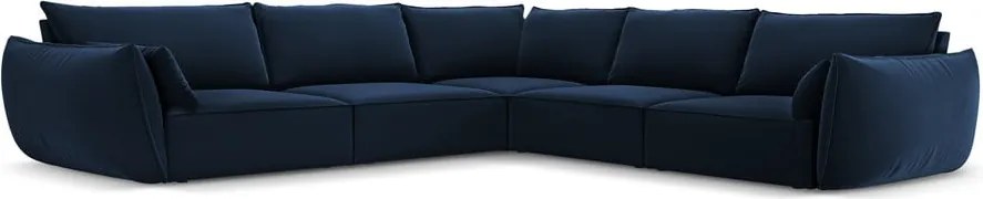 Divano angolare blu scuro con rivestimento in velluto Vanda – Mazzini Sofas
