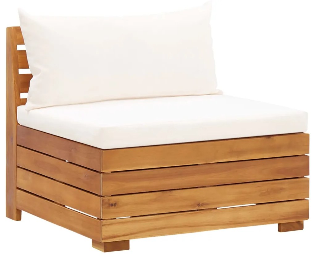 Set divani giardino 8 pz con cuscini legno acacia bianco crema