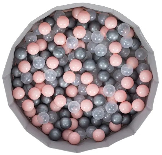 Piscina secca per bambini con palline pr. 80 cm rosa/grigio