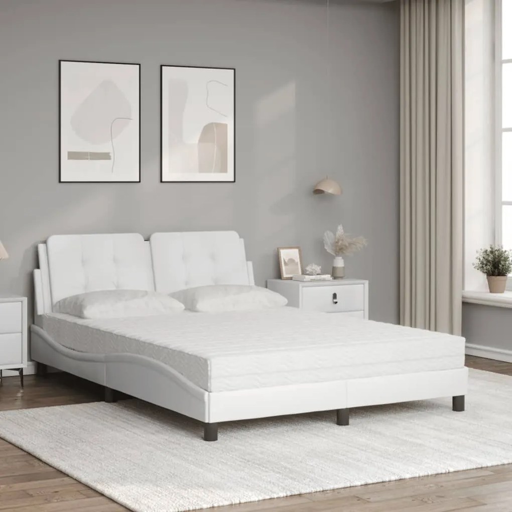 Letto con materasso bianco 140x200 cm in similpelle