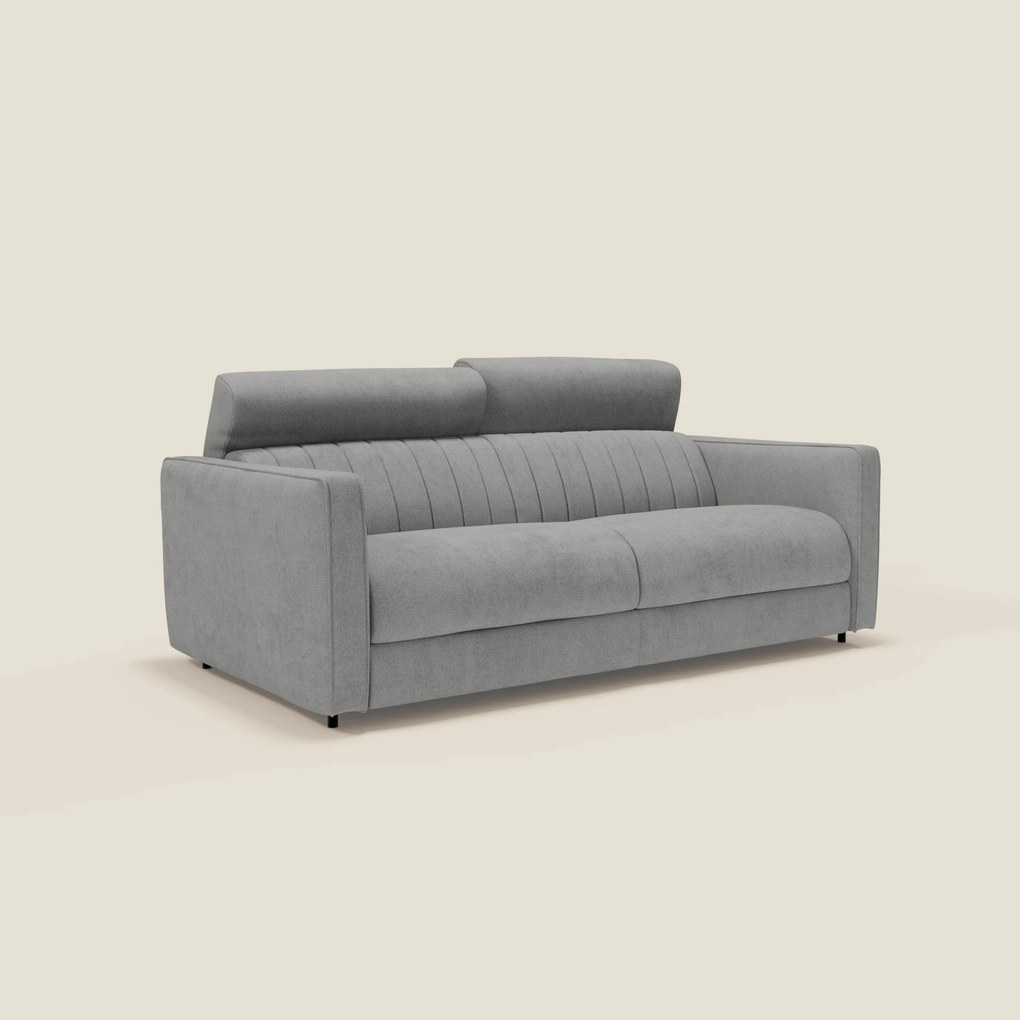 Nivon Divano letto moderno materasso H16 cm con poggiatesta in tessuto impermeabile T25 grigio