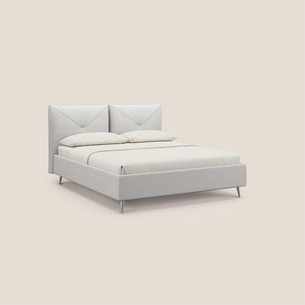 Adone letto imbottito contenitore a doppia pannellatura in bouclet impermeabile T07 grigio