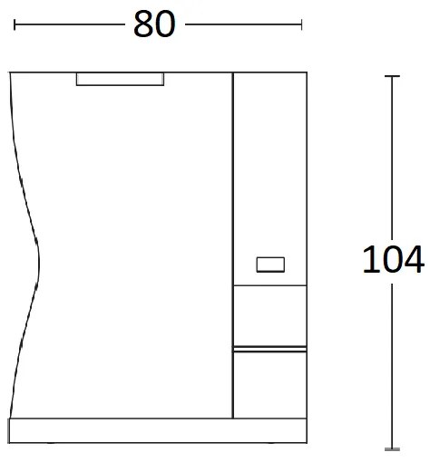 Specchio da bagno con lampada LED e pensile ONDA 80 cemento