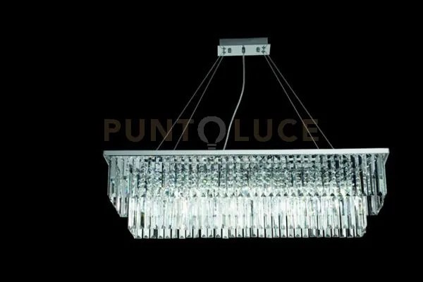 Sospensione daiquiri grande 8 luci attacco e14 l.100cm cromo e cris...