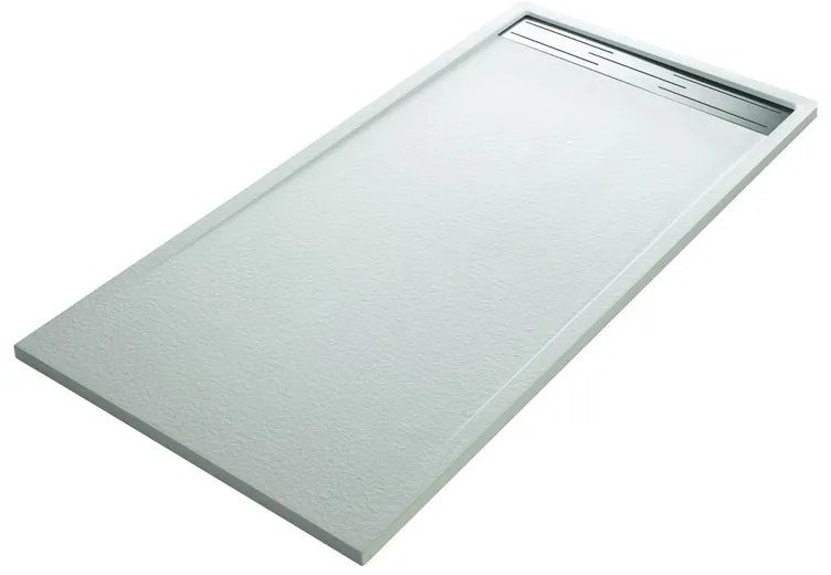 Piatto doccia SENSEA in resina Neo Metal Grid bianco L 70 x L 160 x H 3.5 cm opaco effetto pietra