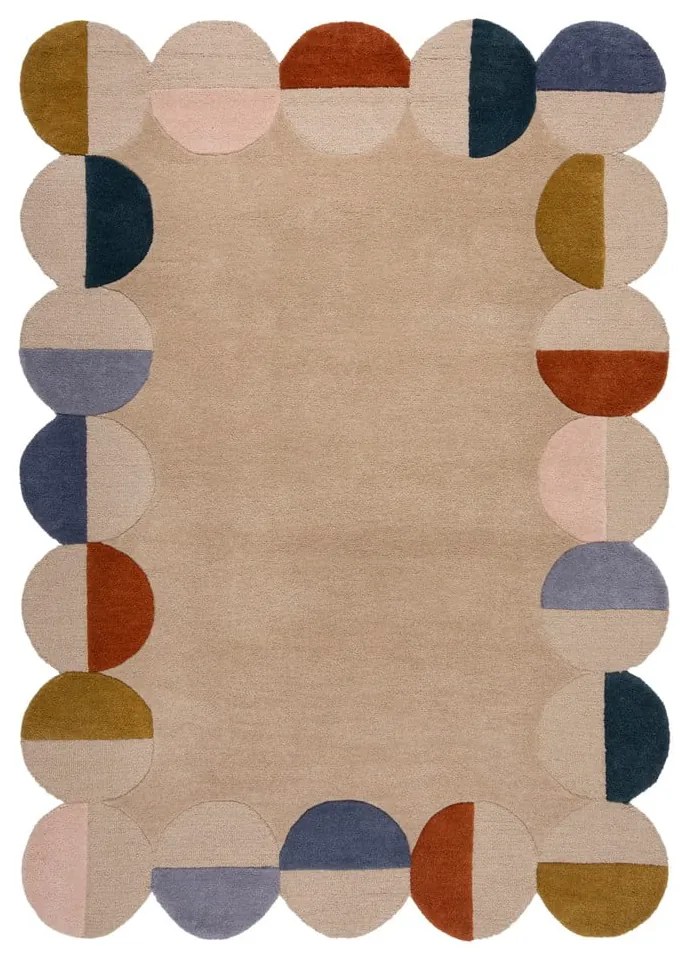Tappeto beige in lana tessuto a mano 160x230 cm Mia Scallop Frame – Flair Rugs